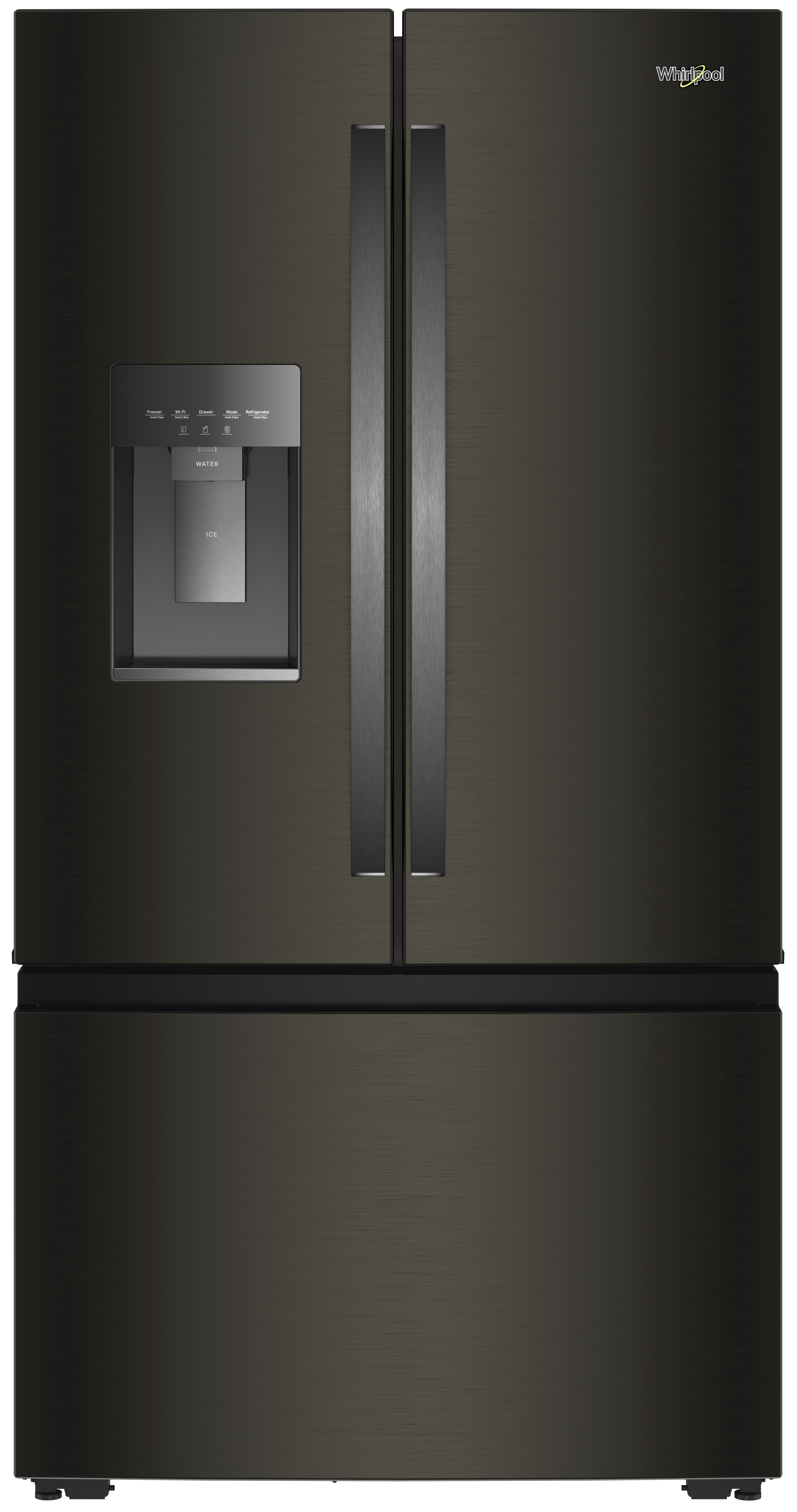 Whirlpool Whirlpool 36 Inch Counter-Depth French Door Refrigerator with 23 cu. ft. Capacity, Glass Shelves, Gallon Bins, EasyView Drawers, External Ice/Water Dispenser, In-Door-Ice Maker, ENERGY STAR®, and Star K: Black Stainless Finish